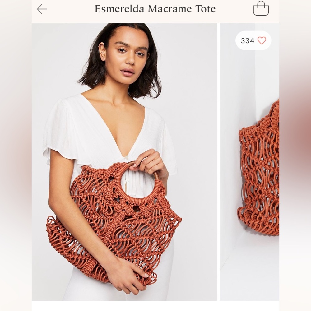 Free People Handcrafted Tan Macrame Tote Bag - Picture 5 of 5